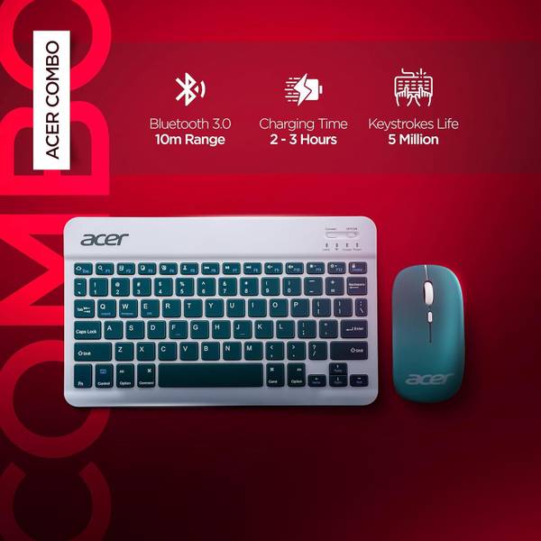 Acer Rechargeable Bluetooth Keyboard & Mouse Combo Wireless Multi-device Keyboard