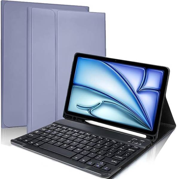 Proelite Keyboard Case Cover for iPad Air 11 inch 2024 M2 with Pencil Holder Bluetooth Standard Tablet Keyboard Compatible with Desktop, Laptop, Mac E...