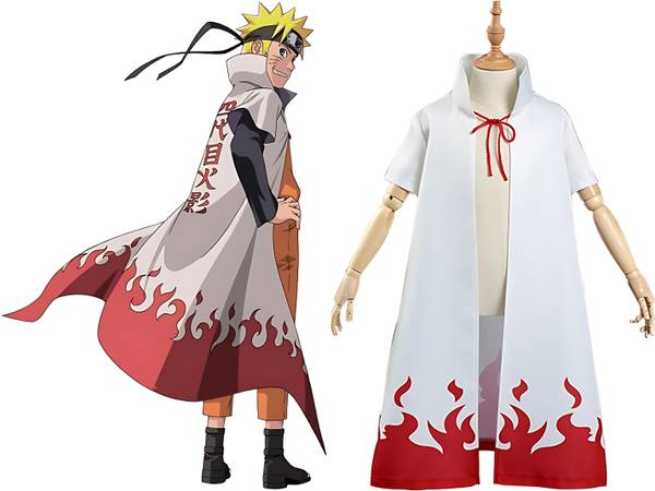 GT Gala Time Naruto 4th Hokage Anime Cloak Unisex Costume White Minato Namikaze Size (L) Kids Costume Wear