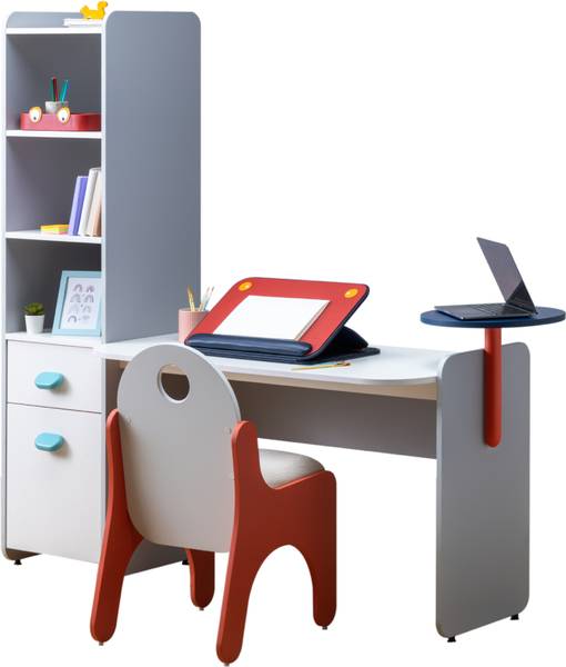 Smartsters Skyline Study Table with Storage, Drawer and Shelves | Chair not included | Engineered Wood Study Table