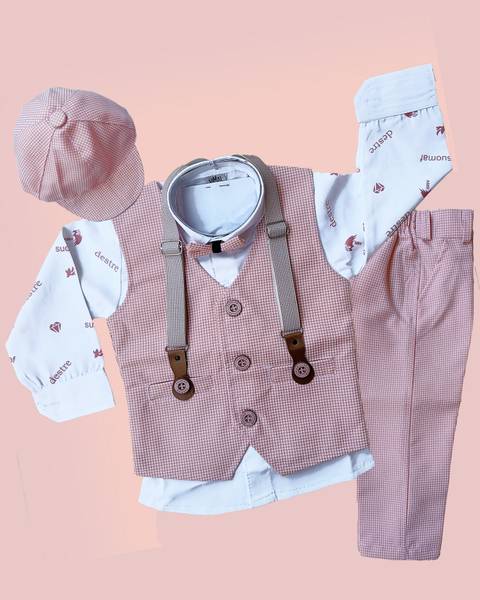 Qutie Ninja Baby Boys Party(Festive) Waistcoat Shirt, Bow Tie, Pant, Cap