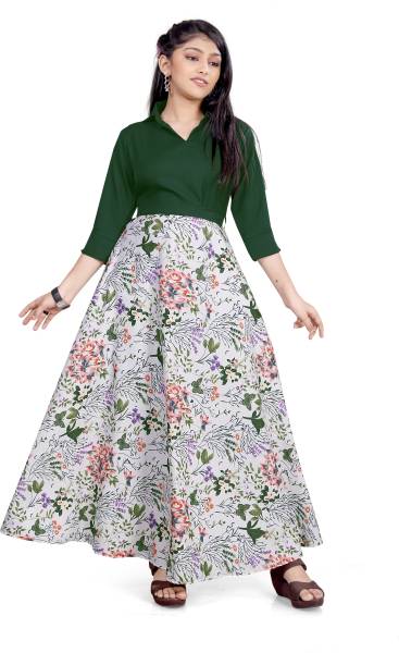 Aarya Designer Girls Maxi/Full Length Casual Dress