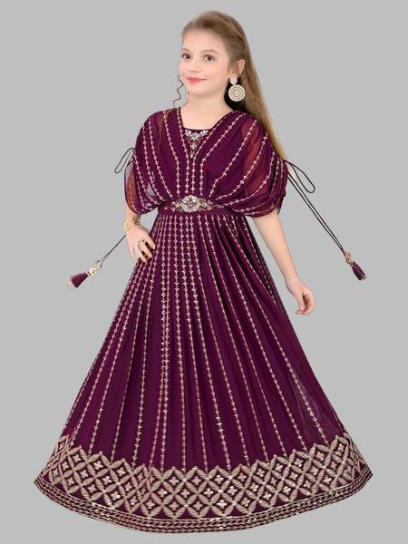 Wommaniya Impex Girls Maxi/Full Length Festive/Wedding Dress