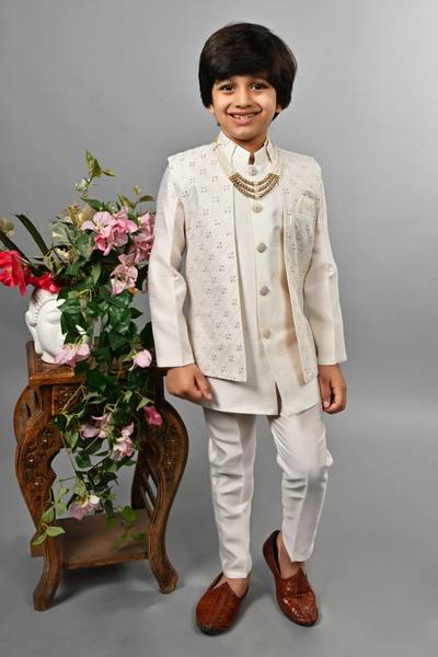 AHHAAAA Boys Festive & Party Kurta, Waistcoat and Pyjama Set