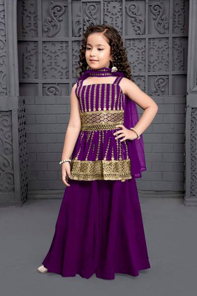 Tulsi Creation Girls Wedding Kurta and Palazzo Set