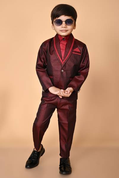 barkatdesigningplanet Boys Festive & Party, Formal, Wedding Blazer, Shirt and Trouser Set