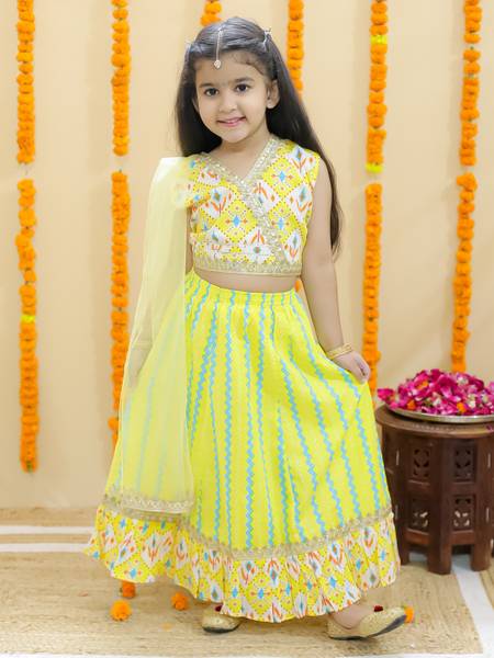 Junitos Girls Lehenga Choli Ethnic Wear Printed Lehenga Choli