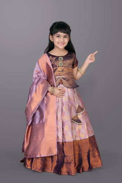 satyamfab Girls Lehenga Choli Ethnic Wear Self Design Lehenga, Choli and Dupatta Set