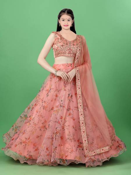 PILUDI Girls Lehenga Choli Western Wear Printed Lehenga Choli