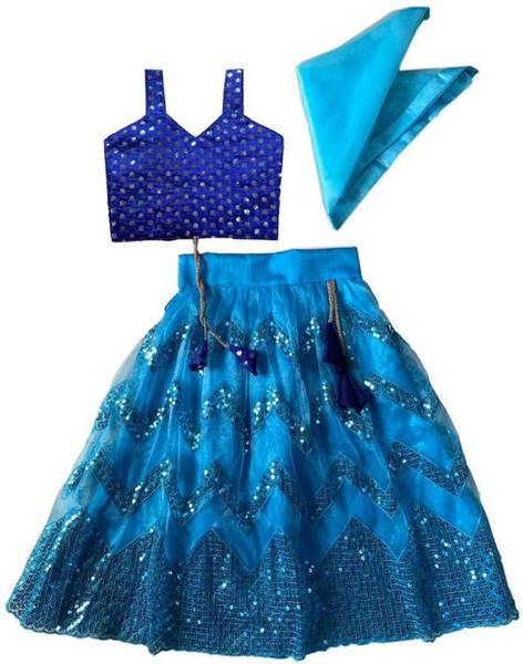 sainur creation Girls Lehenga Choli Ethnic Wear Embroidered Lehenga, Choli and Dupatta Set