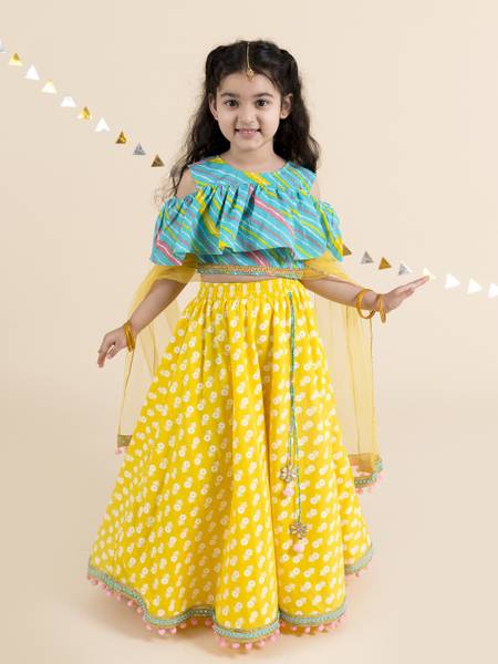 Pspeaches Girls Lehenga Choli Ethnic Wear Polka Print Lehenga
