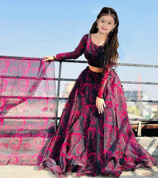 PILUDI Girls Lehenga Choli Ethnic Wear Printed Lehenga Choli