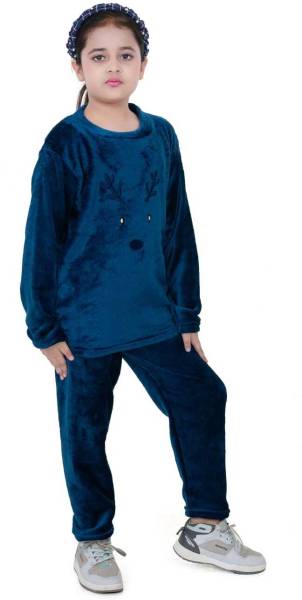 US Trendz Kids Nightwear Girls Solid Fleece Blend