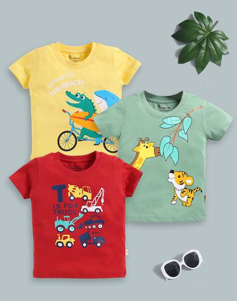 ELEMENOPEE Baby Boys Graphic Print Pure Cotton Regular T Shirt