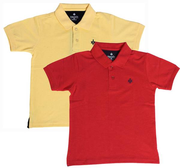 NeuVin Boys Solid Cotton Blend Regular T Shirt