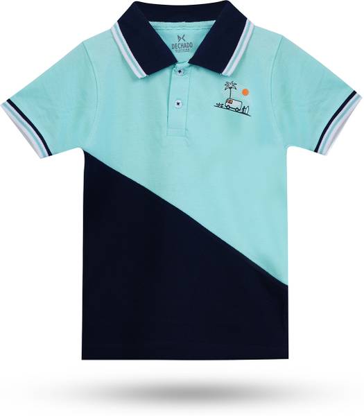 Dechado Boys Striped Pure Cotton Regular T Shirt