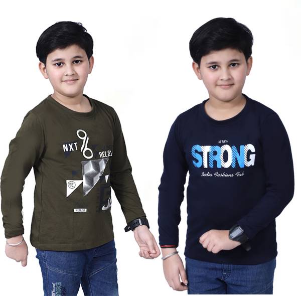 INDIA FASHION FAB Boys Printed Pure Cotton T Shirt