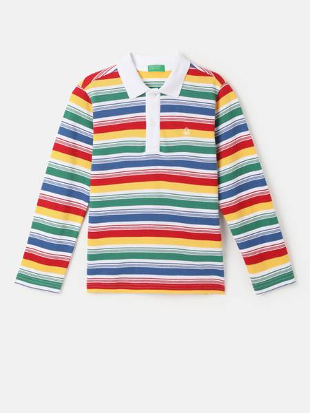 United Colors of Benetton Boys Striped Pure Cotton Regular T Shirt