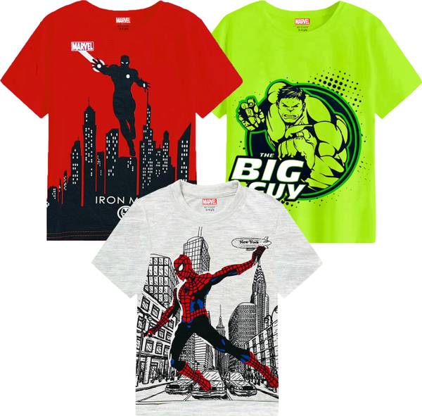 MARVEL BY MISS & CHIEF Boys Printed Cotton Blend Regular T Shirt