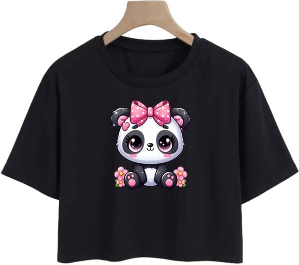 Aditi Fashion Girls Animal Print Cotton Blend Regular T Shirt