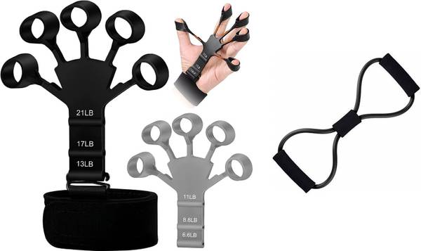 Fitnesstricks COMBO OF FINGER EXERCISER WITH RESISTANCE TUBE FOR MEN & WOMEN Fitness Accessory Kit Kit