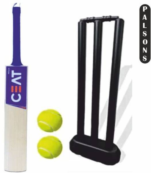 Palsons Cricket Kit Age 89 Yrs, CEAT Wooden Cricket Bat, 2 Tennis Ball