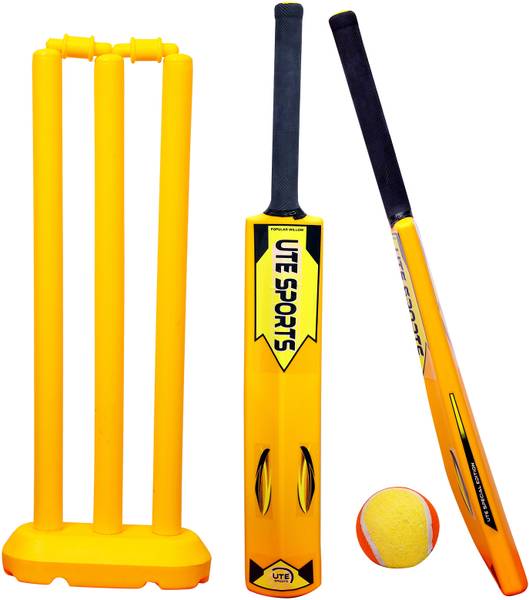 UTE SPORTS Heavy PVC Cricket Kit For 6-7 Years Kids(1 Bat, 1 Set Wicket, 2 Ball (Size-2) Cricket Kit