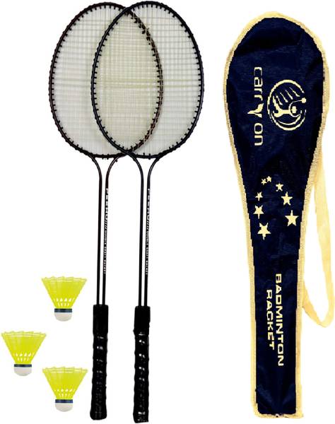 CARRY ON Badminton kit Set Of 2 Piece Racquet with 3 Piece Plastic ShuttleCock With cover Badminton Kit