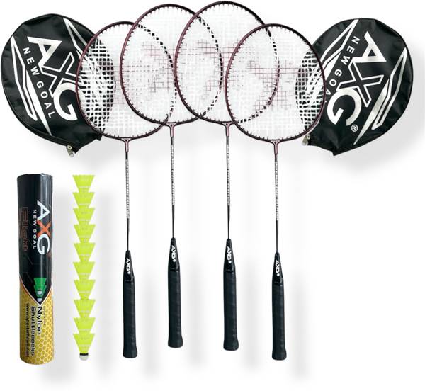AXG NEW GOAL Scratch Resistant A-2000 Badminton Racquets set of 4 with 10 Plastic Shuttles Badminton Kit