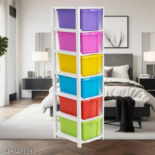 kinol 6 Layer Plastic Foldable Cabinet Cupboard For Storage Plastic Modular Drawer Plastic Kitchen Trolley