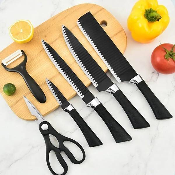 Zenvio 6 Pc Stainless Steel Knife Set 6 Pc Stainless Steel Knife Set Household Cutting Fruit Ergonomic Non-Slip Handle