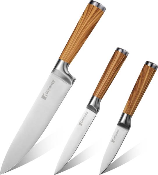BERGNER 3 Pc Stainless Steel Knife Set Olive Garden