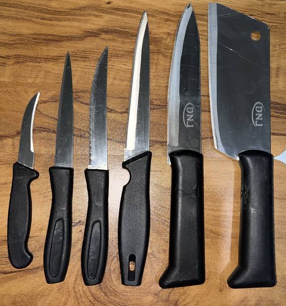 JD ENTERPRISE 6 Pc Stainless Steel Knife Set knife set stainless steel chef,chopper,steak,utility,bread, paring knife