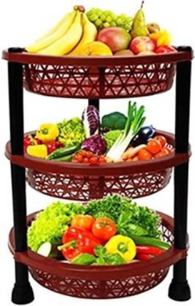 REGOLITH ENTERPRISES Fruits/Vegetables Kitchen Rack Plastic 3 layer fruits and vegetables stand-blue colour-pack of 1 Fruits/Vegetables