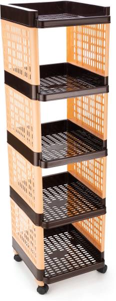 Finner Fruits/Vegetables Kitchen Rack Plastic 5 Layer Multipurpose Shelf/Stand/ Trolley Basket Rack for kitchen