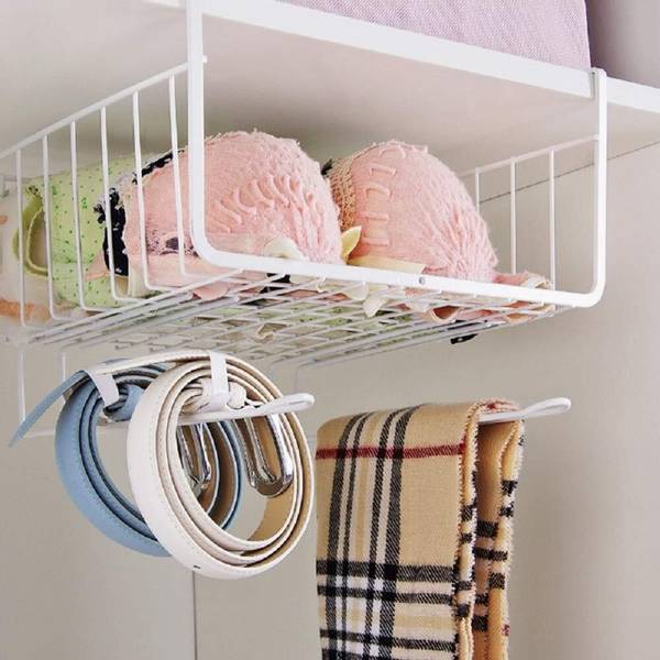 moreyaji Containers Kitchen Rack Steel Under Shelf Organizer Basket for Kitchen Steel Wall Shelf