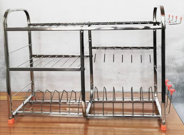 Daaduji Utensil Kitchen Rack Steel Kitchen Dish Rack | Plate Cutlery Stand | Kitchen Utensils Rack | Modern Kitchen Storage Stainless Steel Rack (18 x...