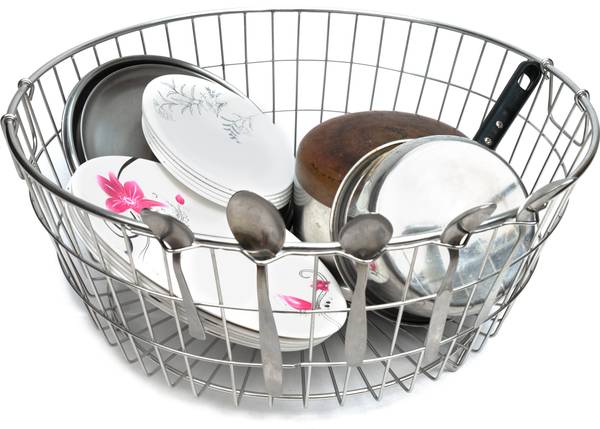 Signy Dish Drainer Kitchen Rack Steel SS Round Dish Drainer Basket for Kitchen Utensils | Utensils Drying | Dry Bartan