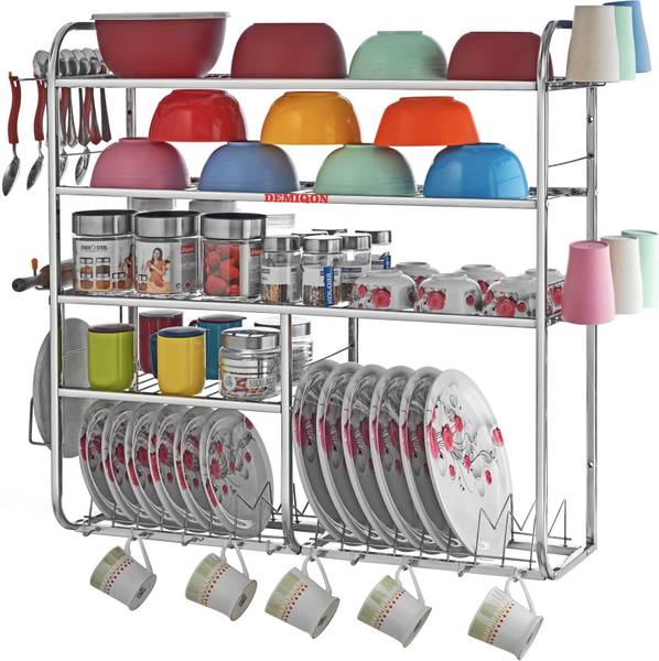 DEMIQON Utensil Kitchen Rack Steel 31x 30 Inches Kitchen Dish Rack / Plate Cutlery Stand / Modern Kitchen Stand /