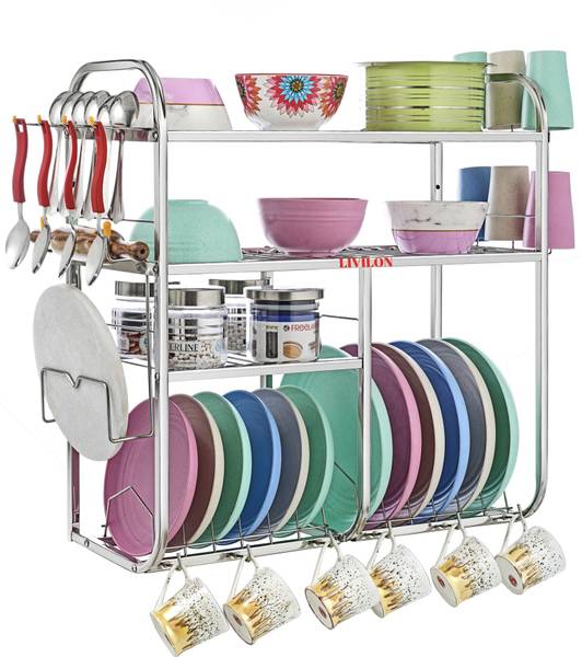 L LIVILON Utensil Kitchen Rack Steel 4 Tier 24 x24 Inches Kitchen Dish