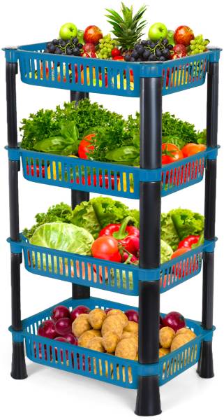 Biltoxi Fruits/Vegetables Kitchen Rack Plastic 4 Shelf Multipurpose Plastic Office Basket