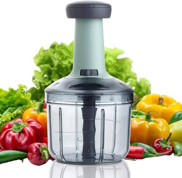 Cookzella Hand Push Chopper 900 ML with 4 Stainless Steel Blades Vegetable & Fruit Chopper Vegetable & Fruit Chopper