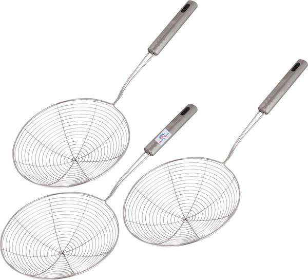 Heart Home Chalni for Kitchen|20 cm|Pack of 3|Silver Kitchen Tool Set