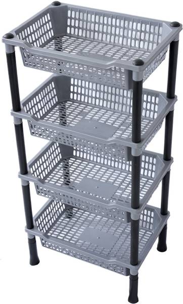 DM PLUS Multi-Purpose Plastic Storage Organizer 4-Layer Rack Kitchen & Office Plastic Kitchen Trolley