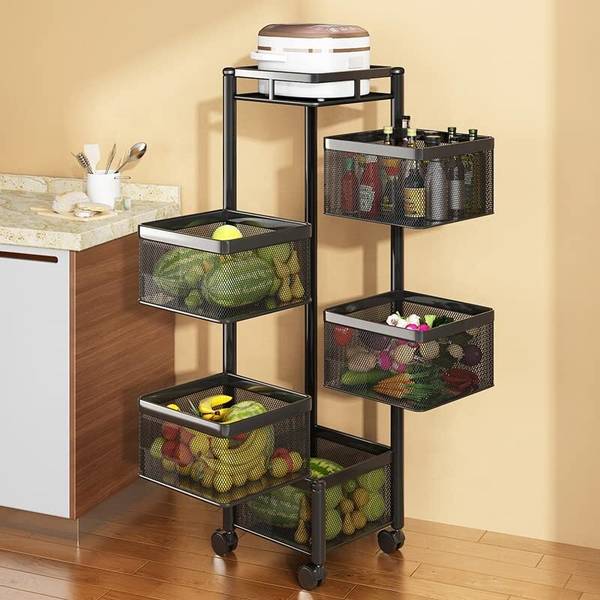 PRIVESH 3layer 360 Degree Rotating Trolley Stainless Steel Kitchen Trolley