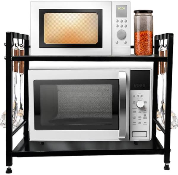 MEENA ENTERPRISES Utensil Kitchen Rack Iron Stylish 2-Tier Microwave, OTG, & Induction Stand with Adjustable Legs