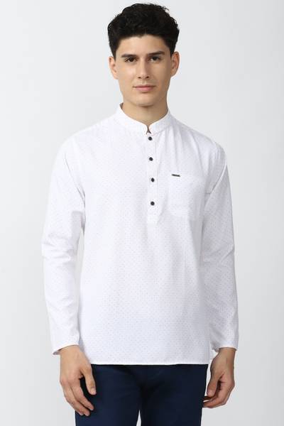 PETER ENGLAND Men Polka Print Straight Kurta