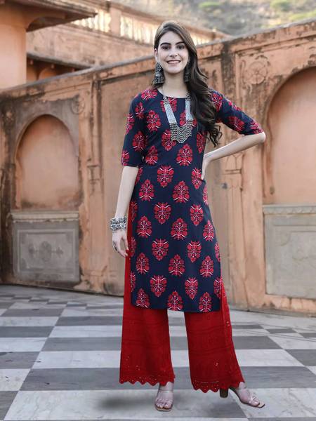 EthnicBasket Women Woven Design A-line Kurta