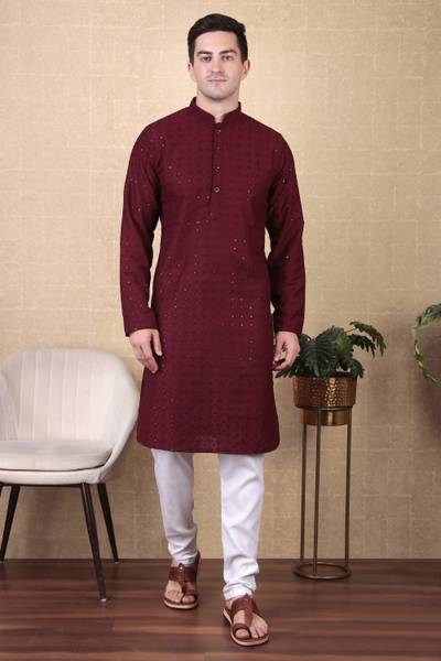 Koshin Men Paisley, Embroidered Straight Kurta