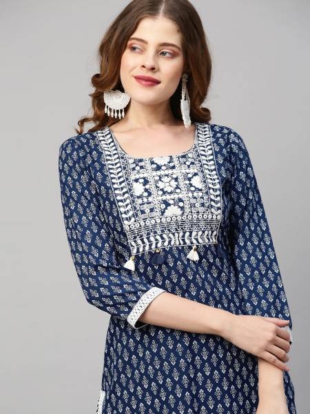 JAFFRY EMBROIDERY Women Printed Straight Kurta